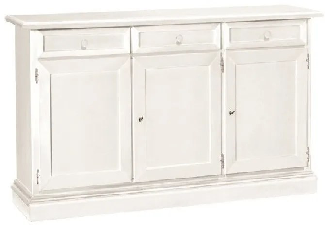 Credenza classica 3 ante  in legno bianco opaco