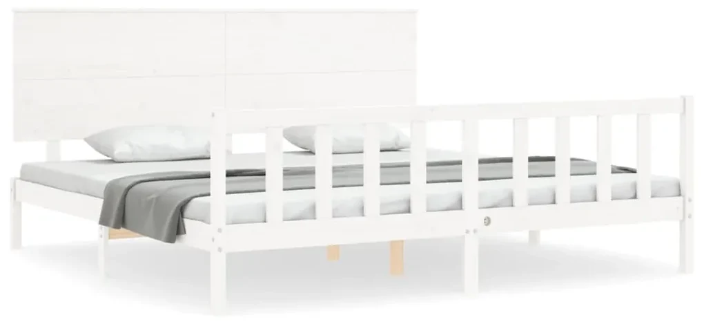 Giroletto con testiera bianco 200x200 cm in legno massello