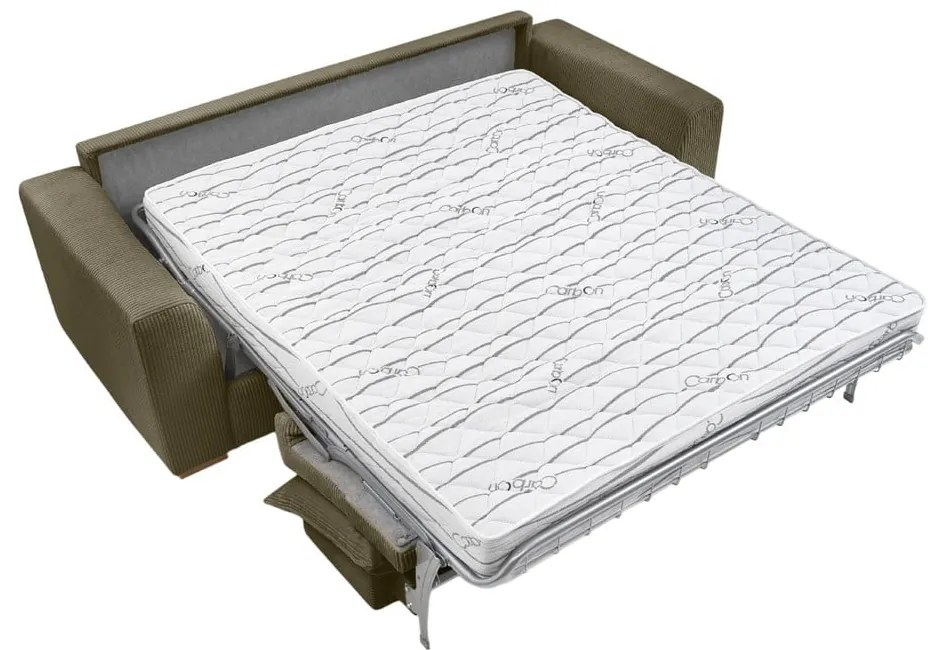 Divano verde/marrone allungabile con rivestimento in velluto a coste 225 cm Augustin – Bobochic Paris