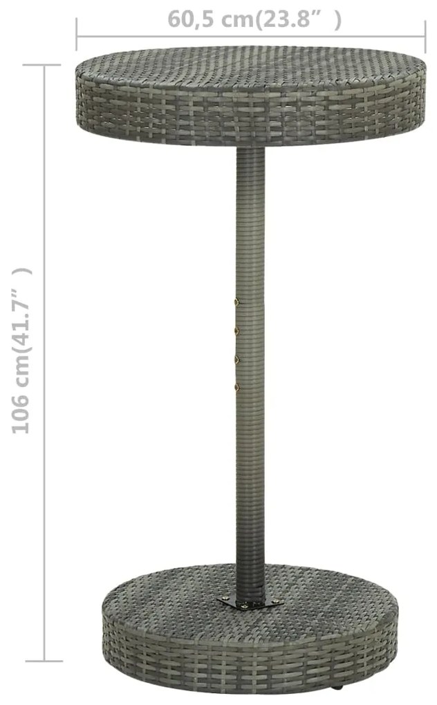 Tavolo da giardino grigio 60,5x106 cm in polyrattan