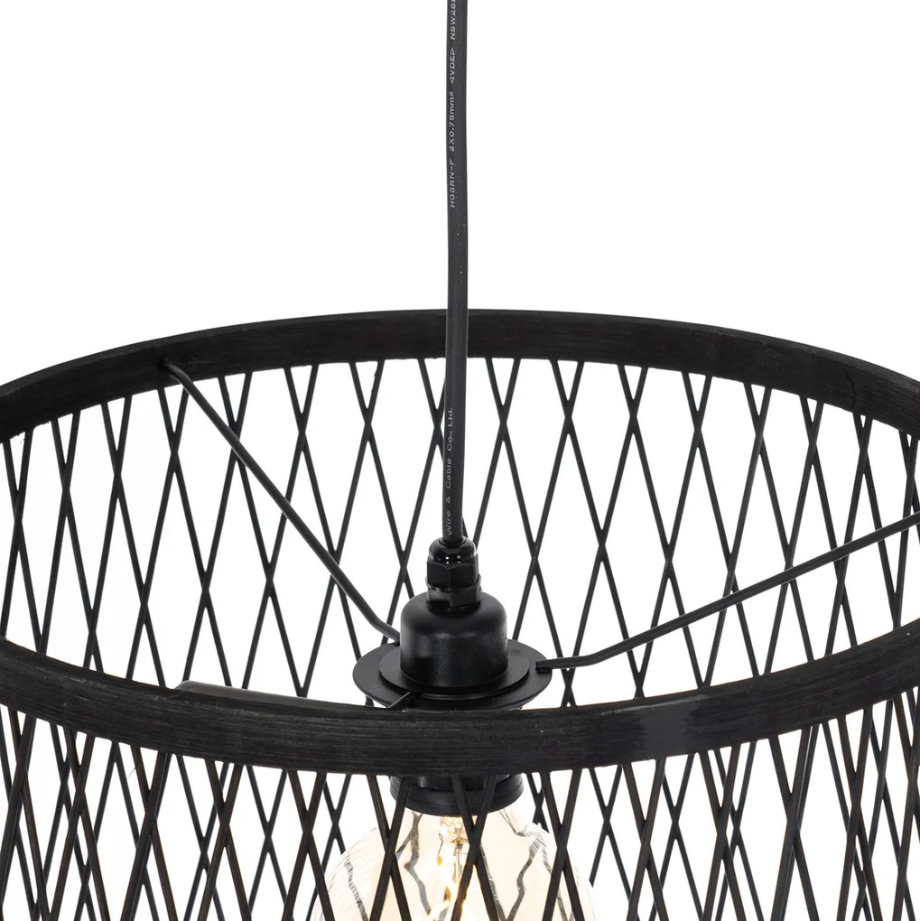 Lampada a sospensione da esterno intelligente in rattan nero a 3 luci con LED - Calamus