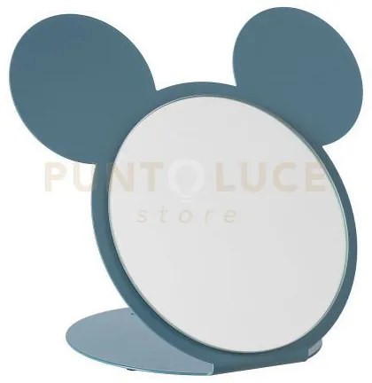 Specchio da tavolo di design mouse blu oltremare in ferro, vetro pe...