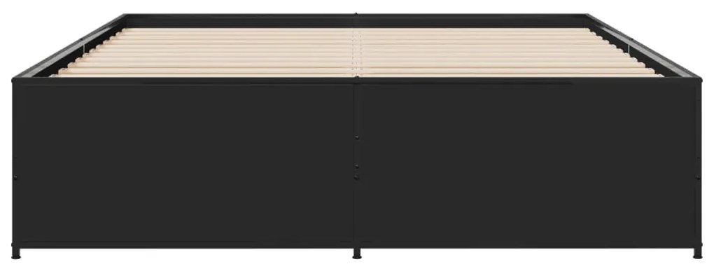 Giroletto nero 160x200 cm in legno multistrato e metallo