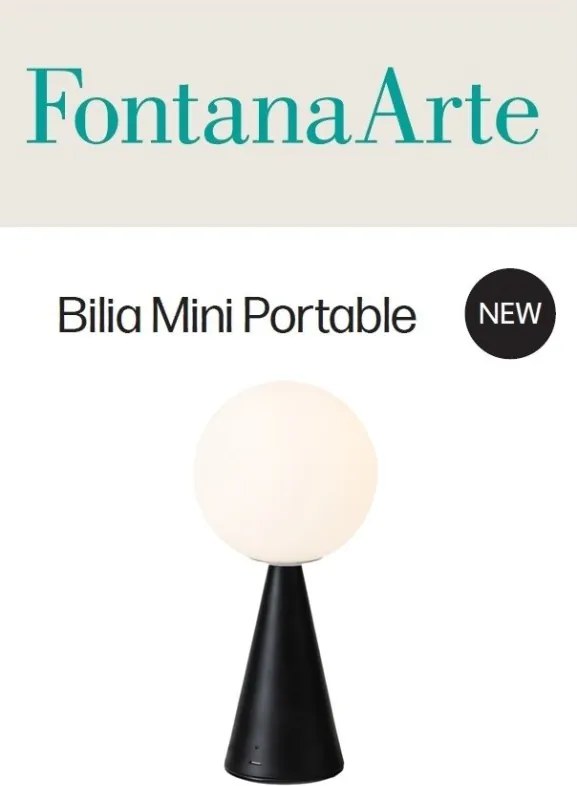 Fontana Arte Bilia mini base nero opaco RICARICABILE