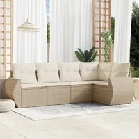 Set Divano da Giardino 5 pz con Cuscini Beige in Polyrattan 3253665