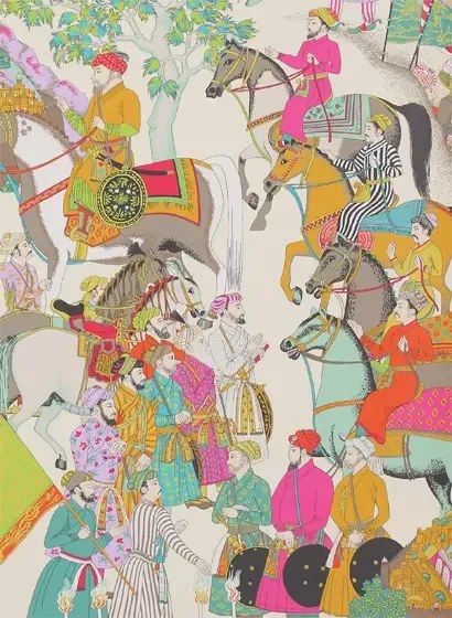 Manuel Canovas Tapete Dara von Colefax & Fowler - Turquoise