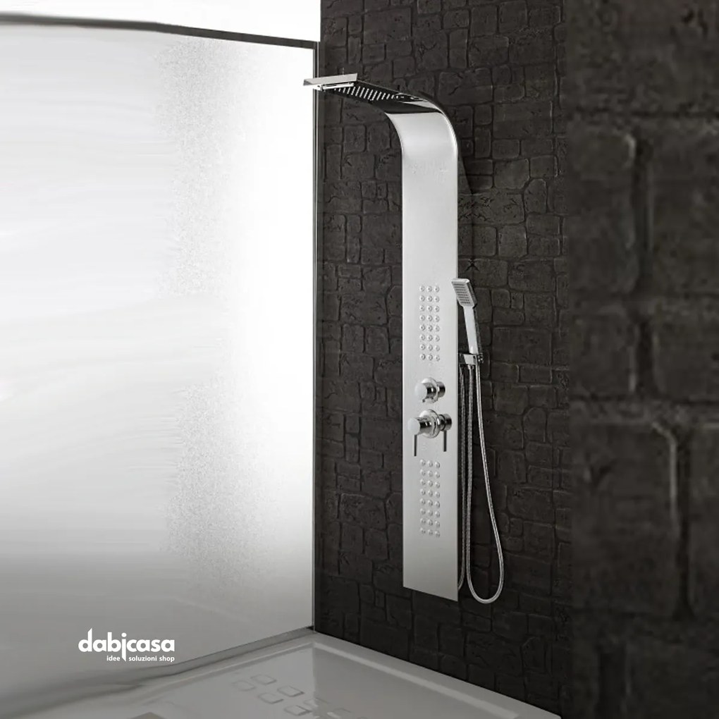 Colonna Doccia "Miami" In Acciaio Inox Cromo Lucido Con Cascata