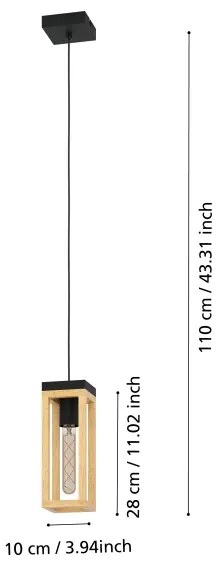 Eglo 43743 - Lampadario a sospensione con filo NAFFERTON 1xE27/40W/230V
