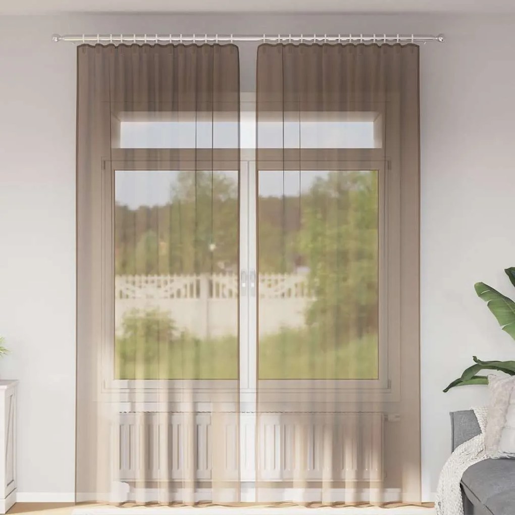 Tende İn Voile Con Passanti 2 Pz Marrone Chiaro 140x260 Cm /