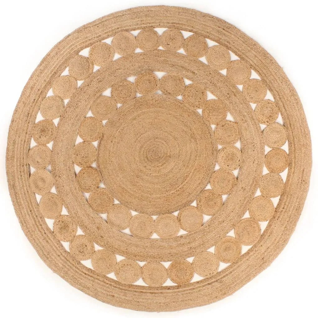 Tappeto İn Juta Intrecciata Con Disegno 210 Cm Rotondo /