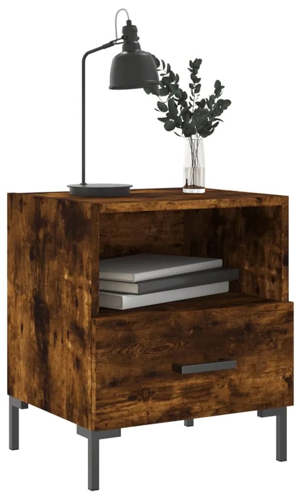 Comodini 2 pz rovere fumo 40x35x47,5 cm in legno multistrato