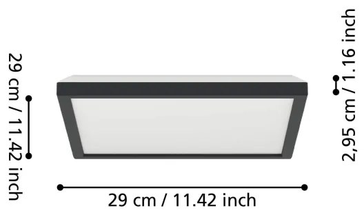 Eglo 901442- Plafoniera LED da esterno ROVITO 13,4W/230V 29x29 cm IP44 nero