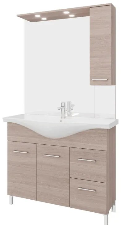 Mobile bagno con lavabo e sifone L 105 x H 81.5 x P 50.5 cm legno naturale in truciolare, 2 ante 2 cassetti per vasca centrale Symoa