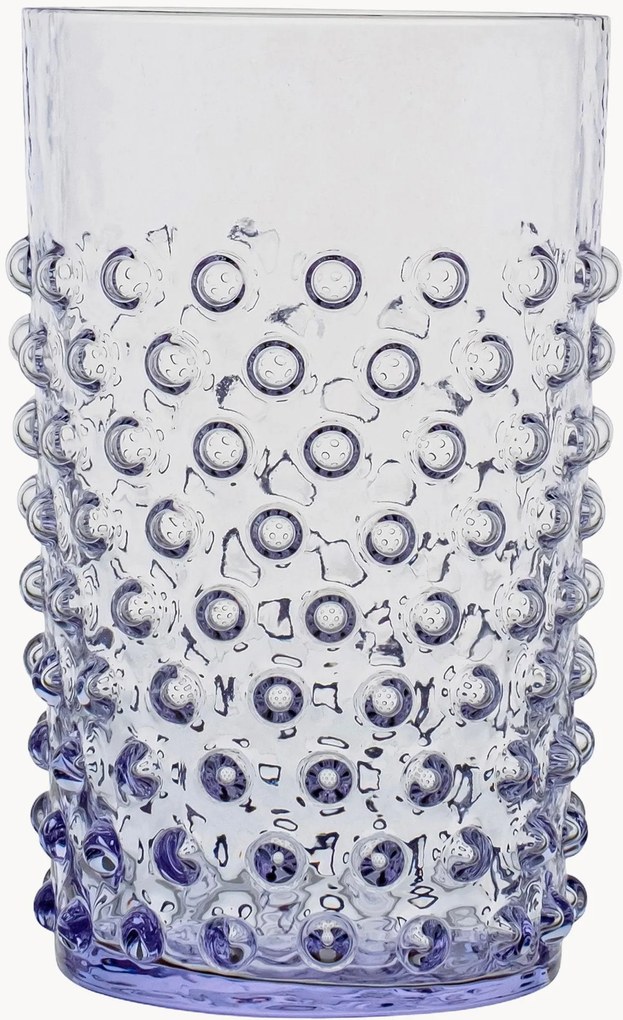 Set di 6 bicchieri alti in vetro soffiato Hobnail