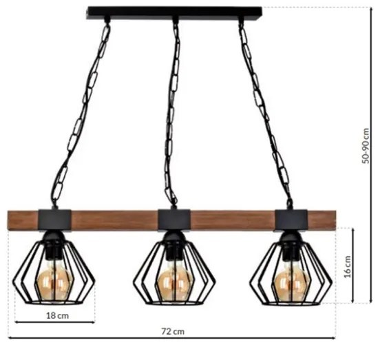 Lampadario su catena ULF 3xE27/60W/230V