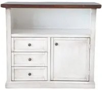 Porta tv 1 anta 3 cassetti legno shabby bianco anticato noce 84x40x80 - Mobili 2G