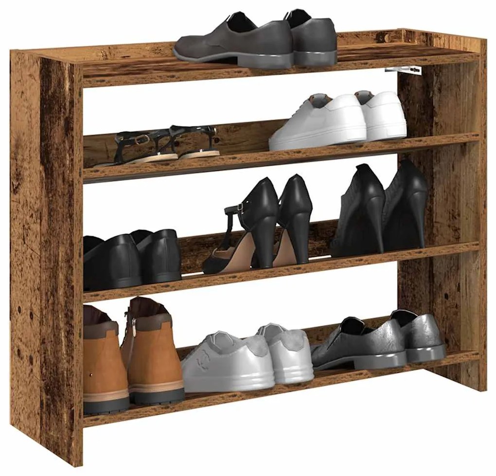 Scarpiera Legno Antico 80x25x62 Cm İn Legno Multistrato /