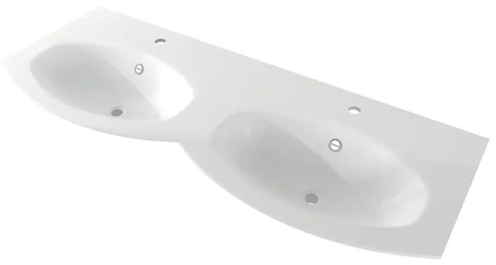 Lavabo integrale rettangolare L 138 x H 16 x P 52 cm in resina bianco opaco