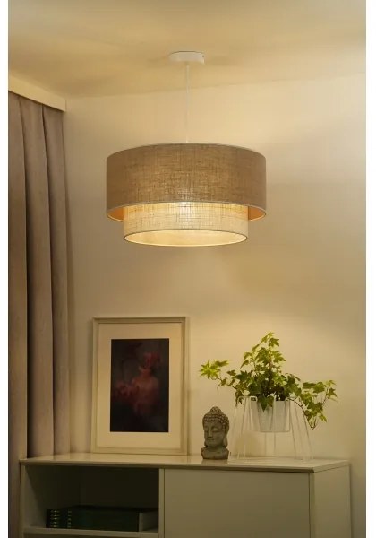 Duolla - Lampadario a sospensione con filo YUTE BOHO 3xE27/15W/230V diametro 60 cm marrone/color crema