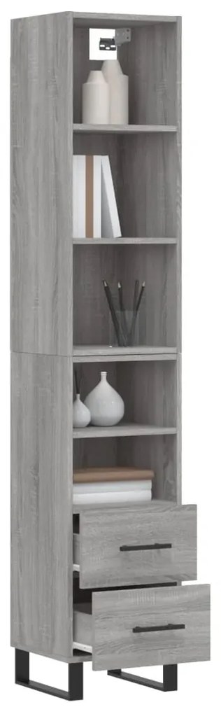 Credenza grigio sonoma 34,5x34x180 cm in legno multistrato