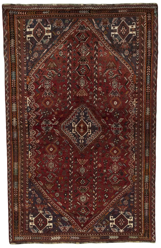 Shiraz Tappeto 170 x 270 Rosso (Iran) Annodato A Mano