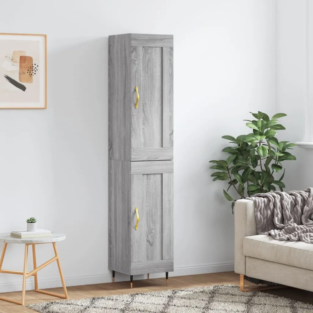 Credenza grigio sonoma 34,5x34x180 cm in legno multistrato