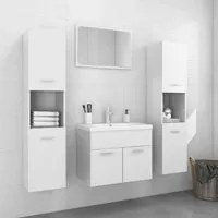 Set Mobili da Bagno Bianco Lucido in Truciolato 3071501