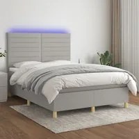 Letto a Molle Materasso e LED Grigio Chiaro 140x200 cm Tessuto 3135517