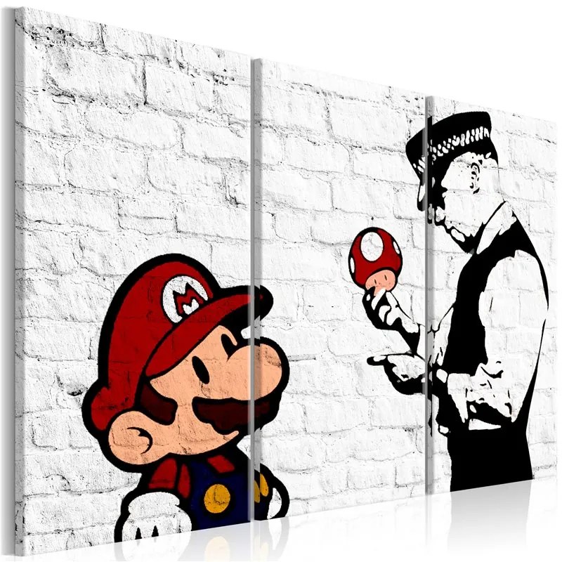 Quadro Mario Bros (Banksy)  Colore Beige, Dimensioni e Misure 90x60