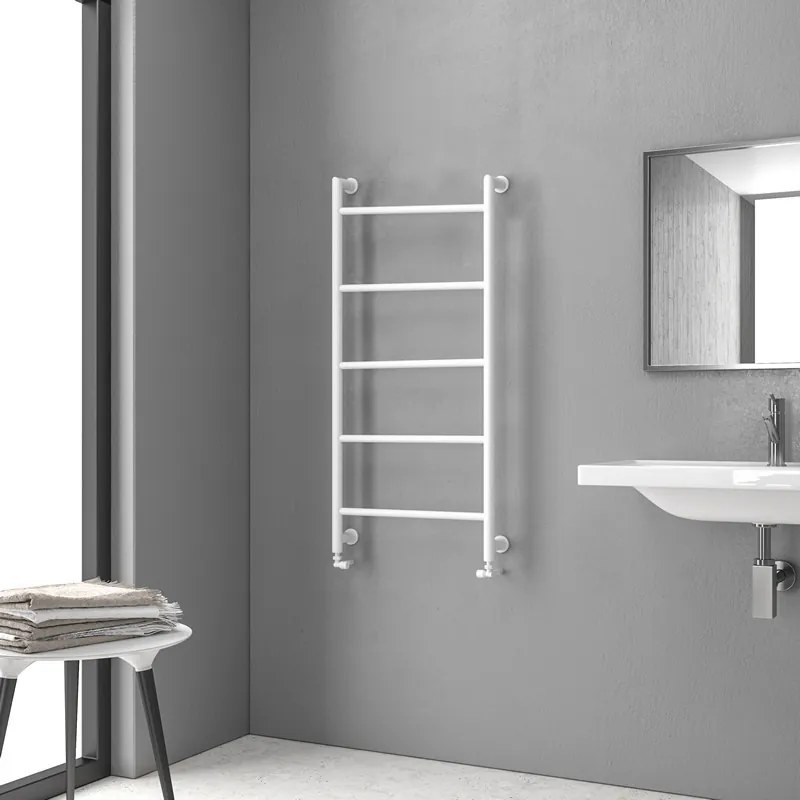 Kamalu - termoarredo scalda salviette 1200x560mm colore bianco opaco kam-d6012b