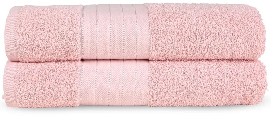 Set di 2 asciugamani in spugna di cotone rosa 70x140 cm - Good Morning
