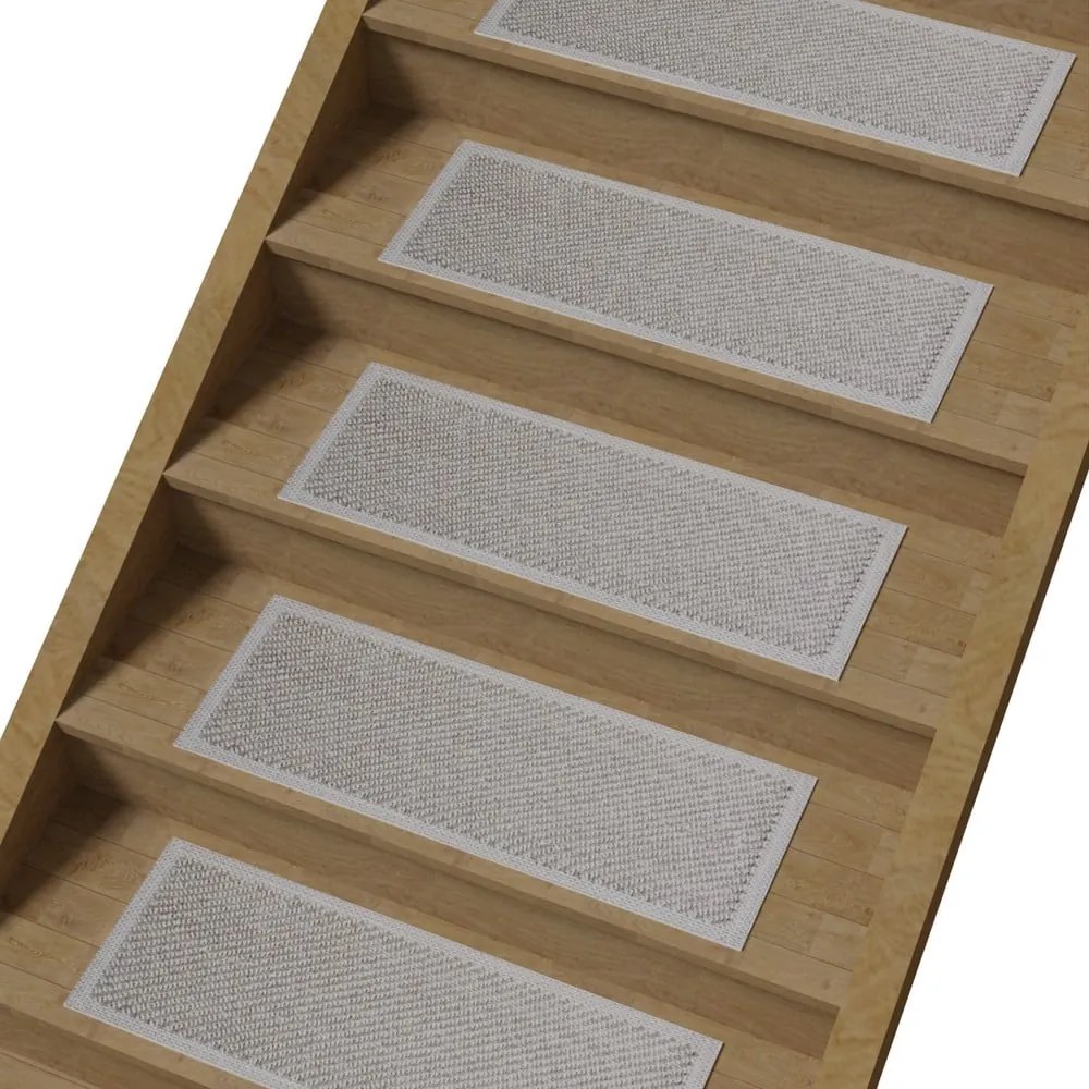 Passatoia per scale grigio chiaro in cotone set da 16 pz 25x65 cm Kumsal Bej - Vitaus
