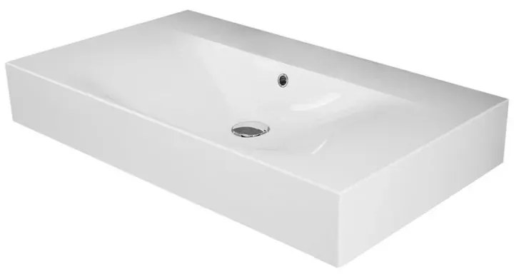 Lavabo sospeso 100cm rettangolare in ceramica bianca senza foro per rubinetto Rak Des