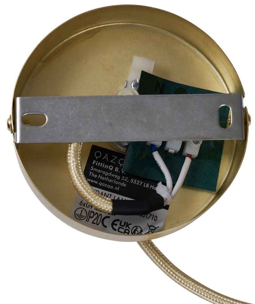 Lampada a sospensione Hotel Chic oro con vetro bianco opale 6 luci - Monaco