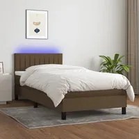 Letto a Molle Materasso e LED Marrone Scuro 100x200 cm Tessutocod mxl 122720