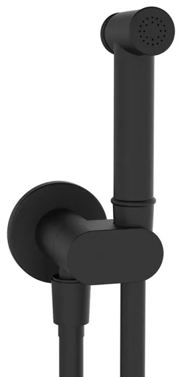 Idroscopino per wc e bidet nero opaco tondo con supporto e flessibile 90 cm