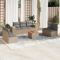 Set Divano da Giardino 8 pz con Cuscini Beige in Polyrattan 3225401