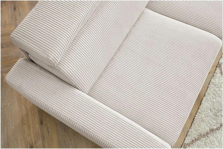 Divano angolare color crema allungabile (con composizione variabile) con rivestimento in velluto a coste Monaco – Bobochic Paris