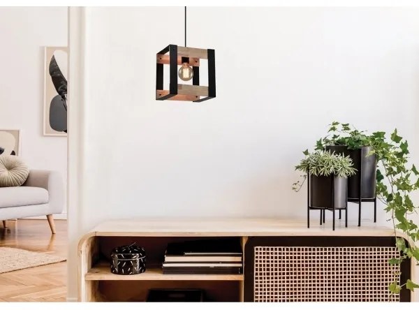 Lampadario a sospensione con filo VARNA 1xE27/40W/230V quercia