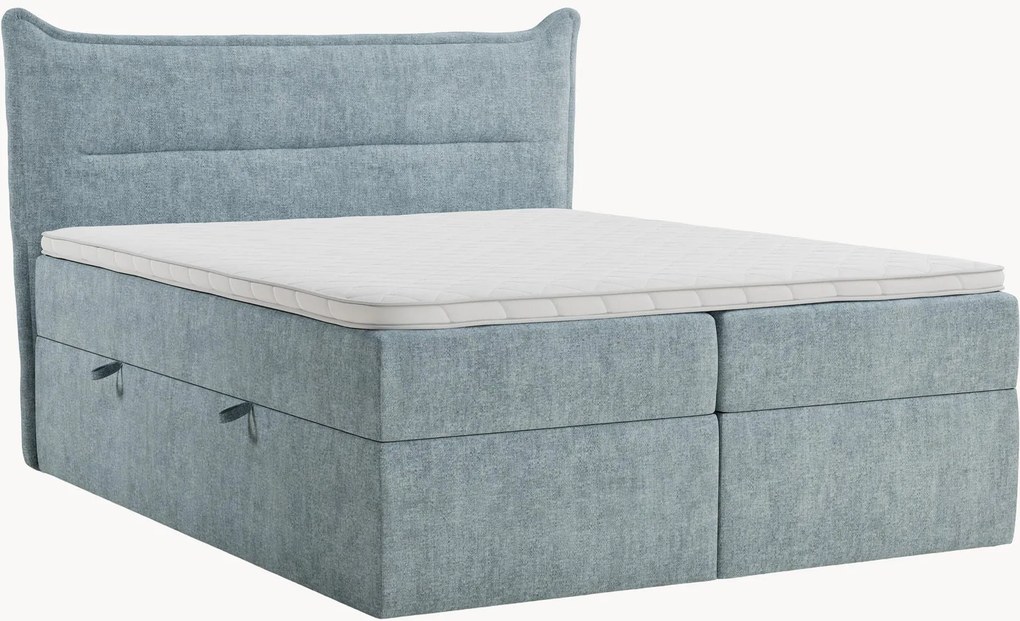 Letto boxspring in ciniglia fatto a mano con contenitore Rialta, H3