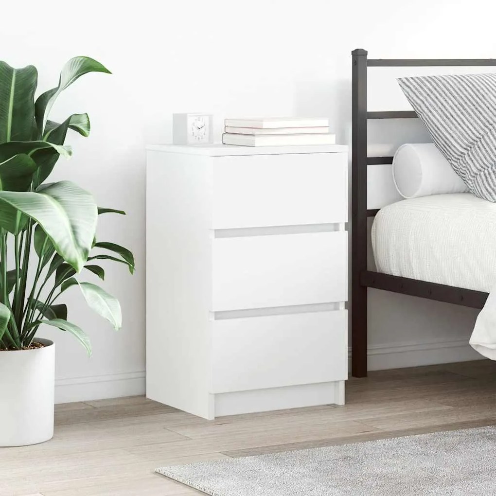 Comodini Con 3 Cassetti 2 Pz Bianco 39x35x65 Cm /