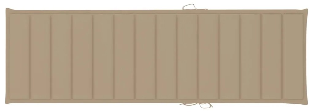 Lettino da giardino con cuscino beige legno pino impregnato