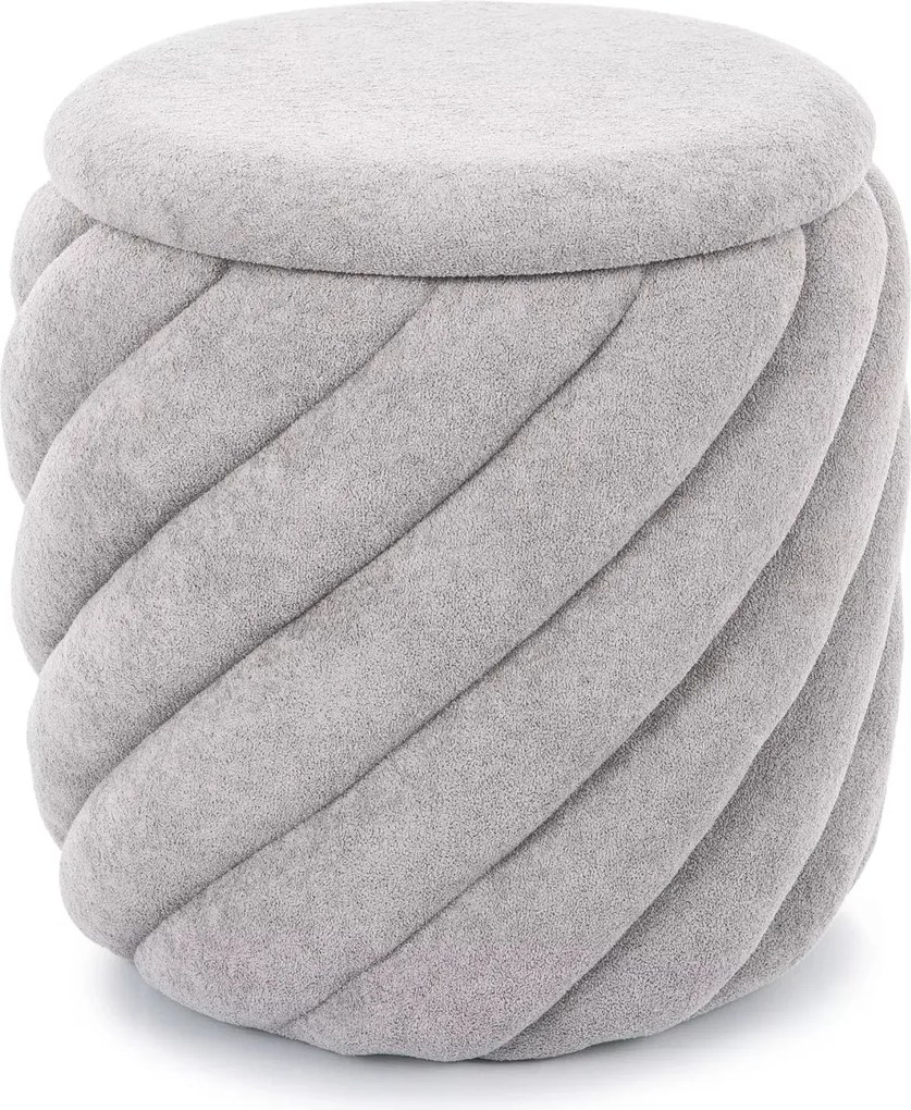 Pouf Pelaro grigio chiaro con contenitore – Ø42x41 cm