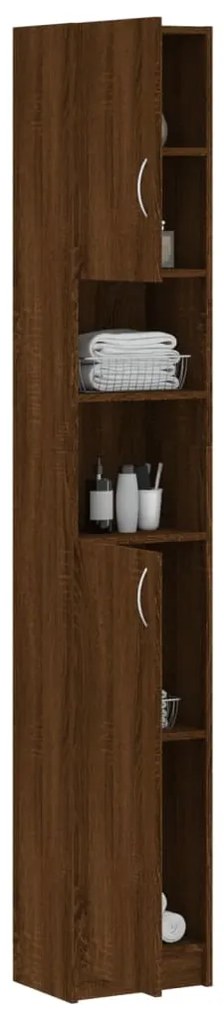Armadietto bagno rovere marrone 32x25,5x190cm legno multistrato