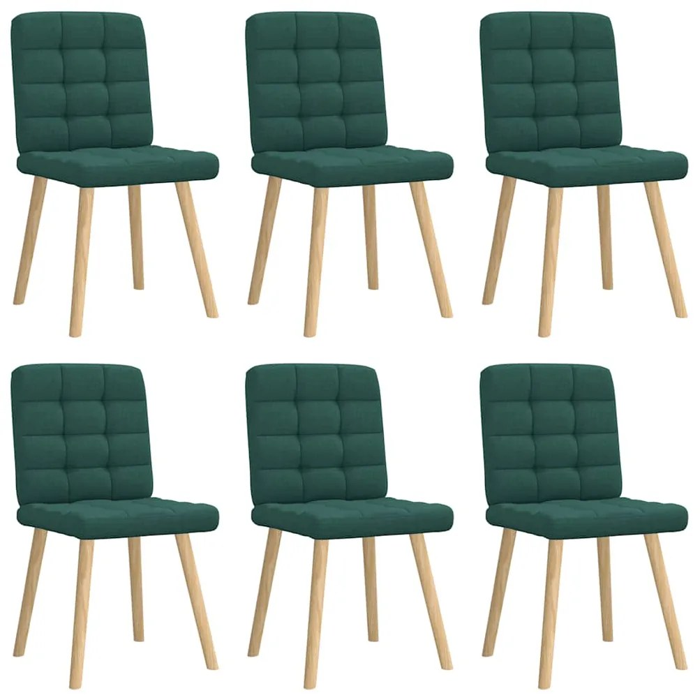 Sedie Da Pranzo 6 Pz Verde Scuro İn Tessuto /