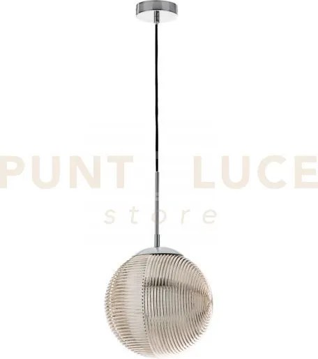 Lampadario a sospensione greenwich sfera cromo e fume' 1 luce attac...