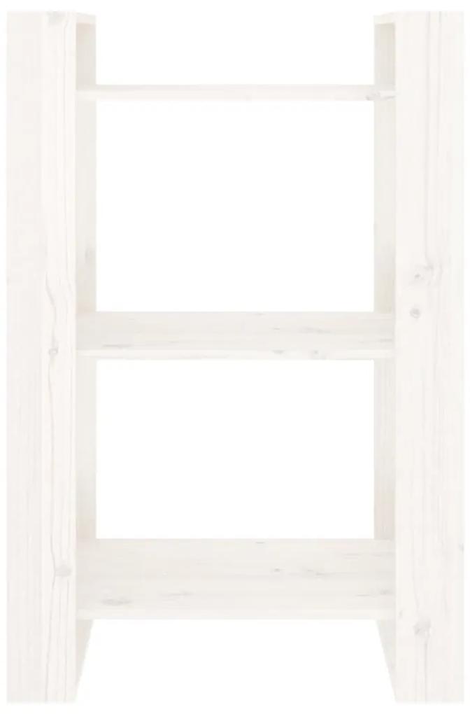 Libreria/divisorio bianco 60x35x91 cm in legno massello di pino