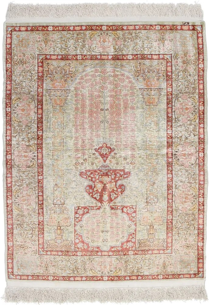 Hereke Tappeto 130x100 Beige (Tacchino) Annodato A Mano