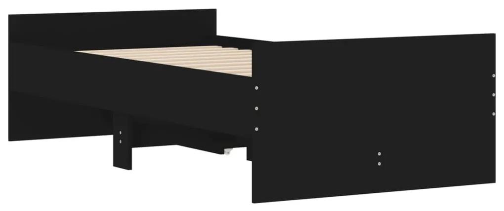 Giroletto Nero con Cassetti 75x190 cm Small Single