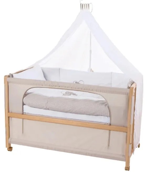 Lettino su ruote con baldacchino in colore naturale 60x120 cm Liebhabär - Roba